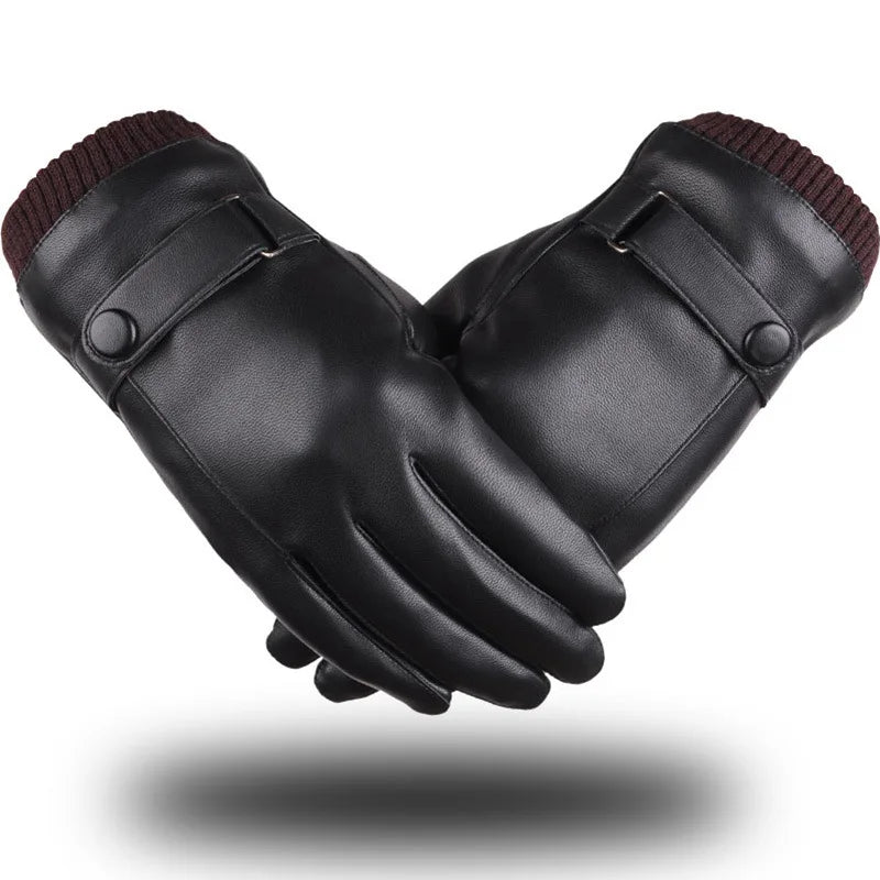 Guantes Masculinos De Cuero Sintético Impermeables Táctiles Vanthea